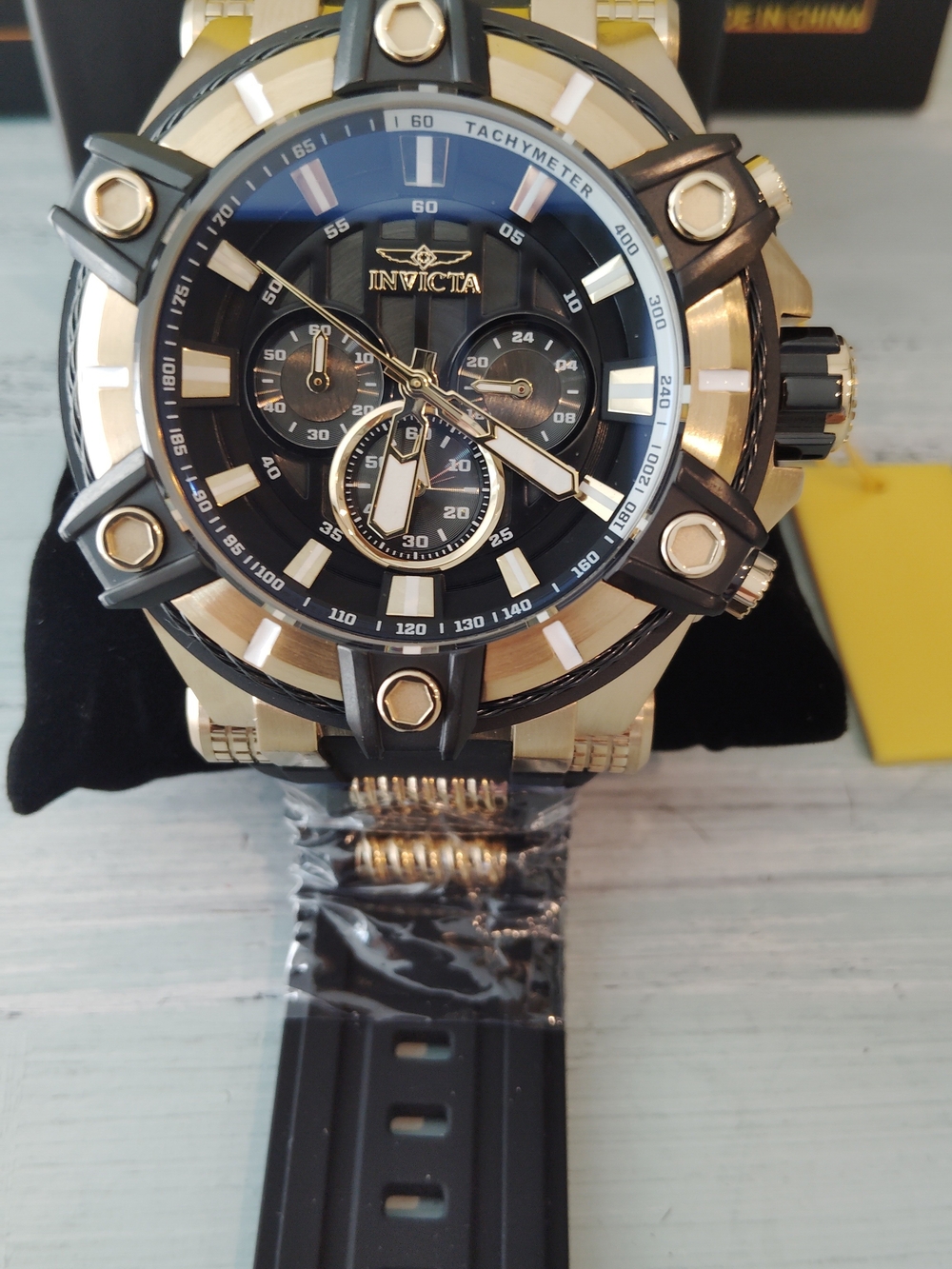Invicta Bolt Surge Mens Watch 52mm Black and Gold Tactical Chronograph Watch